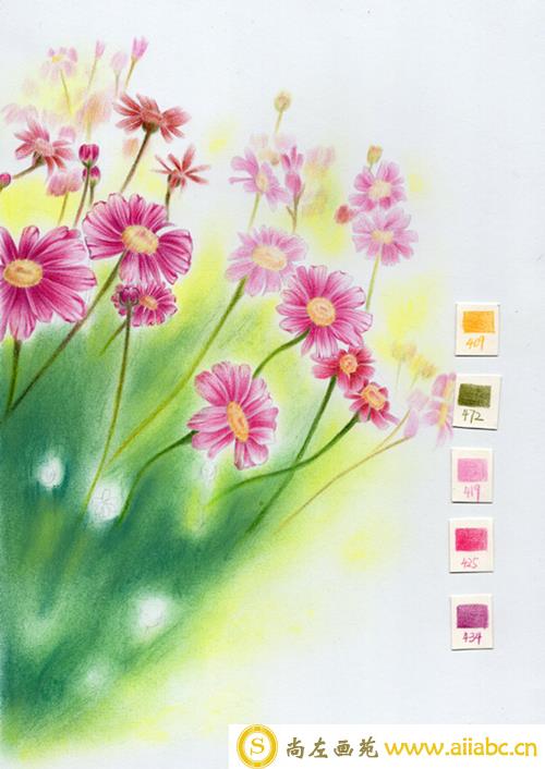 简单的色粉画花卉教程