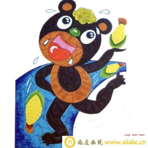 熊瞎子掰苞米儿童画步骤教程图