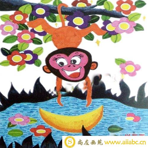 儿童画基础教程猴子捞月步骤图 怎么样画水彩猴子捞月图