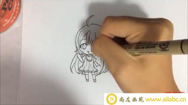 【视频】简笔Q版可爱小萝莉女生动漫画线稿手绘视频教程_
