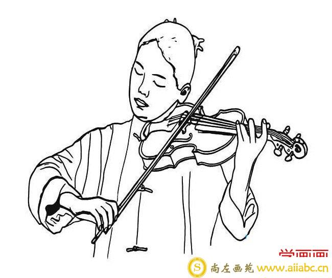 拉小提琴简笔画图片 拉小提琴的男人简笔画