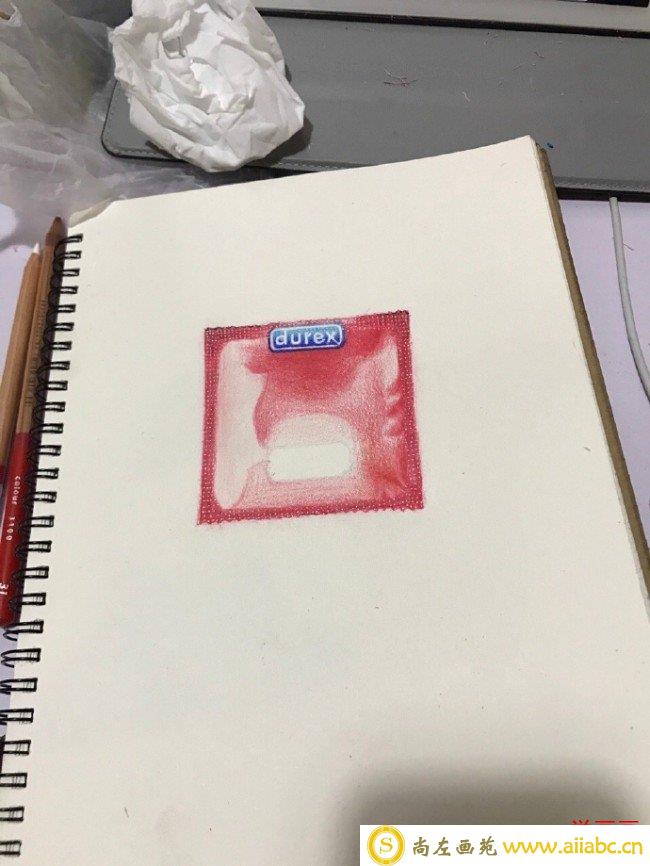 避孕套彩铅画怎么画 避孕套彩铅手绘教程 安全套的画法_