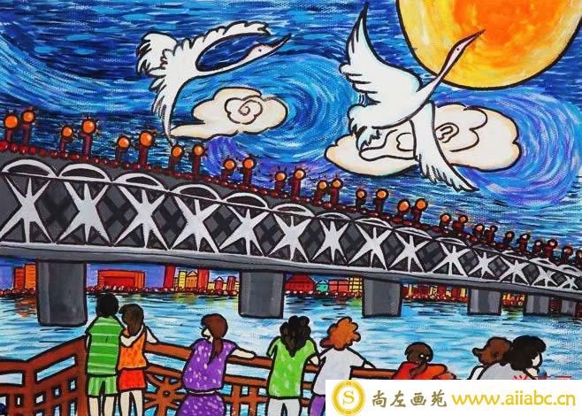 南京长江大桥儿童画_简单的幼儿长江大桥怎么画