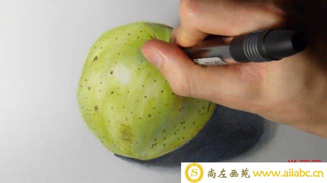 【视频】超写实手法彩铅画一只青苹果手绘视频教程 逼真的青苹果怎么画 画法_