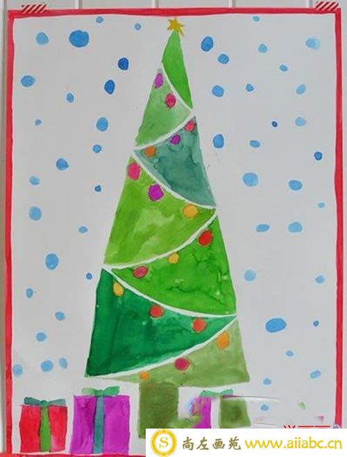 儿童画圣诞树简单画/水彩画图片