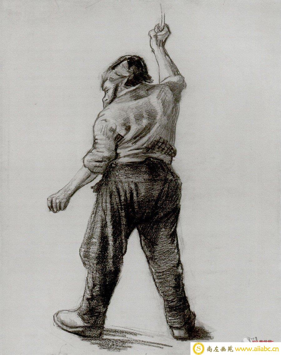 梵高动态速写素描作品：《站立的男人》