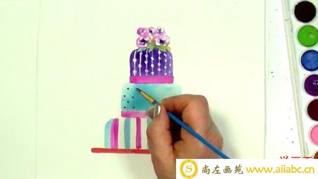 【视频】超简单的蛋糕水彩画手绘视频教程 简单好看的蛋糕的水彩画法_