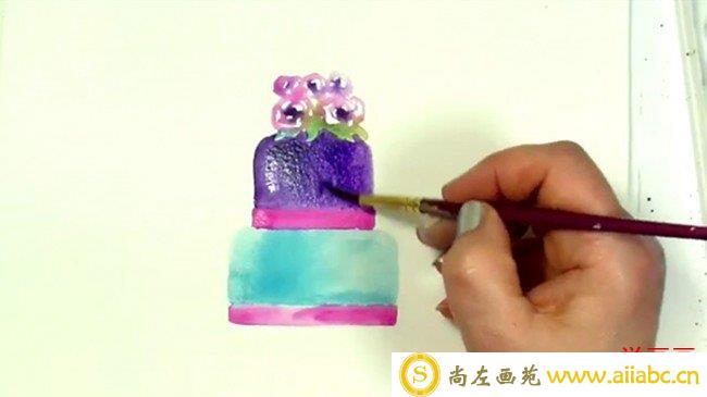 【视频】超简单的蛋糕水彩画手绘视频教程 简单好看的蛋糕的水彩画法_
