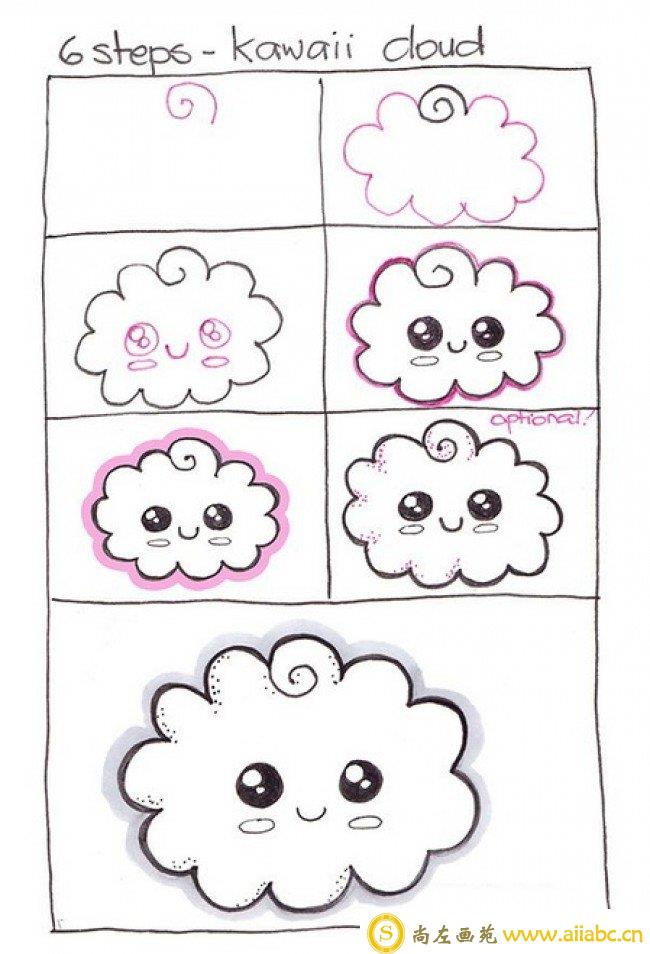 可爱的云朵怎么画 云雨闪电的简笔画教程图片 下雨的云的画法_