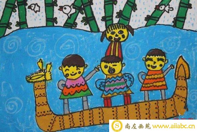 端午节赛龙舟儿童画简单/水彩画图片