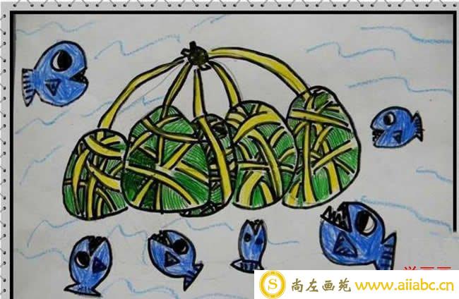 端午节卡通粽子儿童画 - 卡通粽子是怎么画的图片/水彩画图片