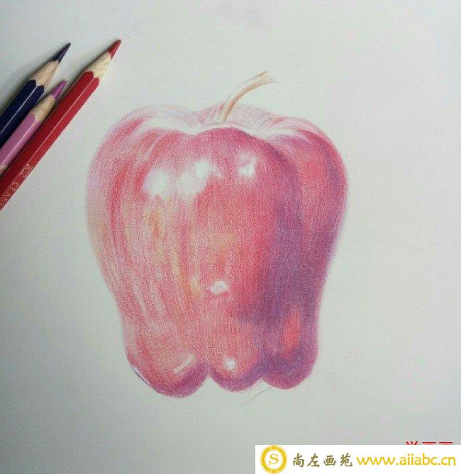 苹果蛇果的彩铅画手绘教程图片 好看逼真的蛇果怎么画 写实苹果的画法_