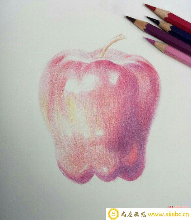 苹果蛇果的彩铅画手绘教程图片 好看逼真的蛇果怎么画 写实苹果的画法_