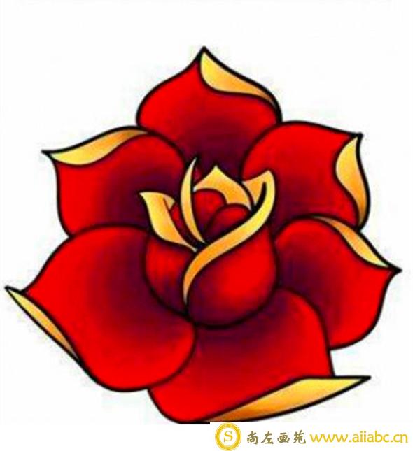 手绘玫瑰花教程:手绘玫瑰花线稿步骤图