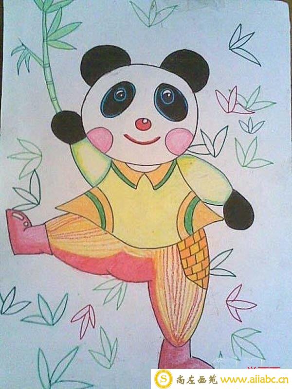 快乐的大熊猫儿童画_儿童简单铅笔画图片