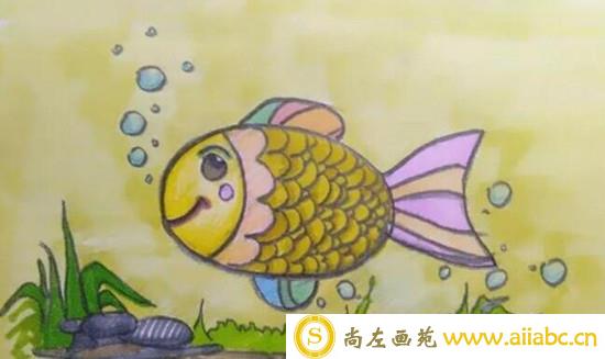 儿童画吐泡泡的小鱼儿