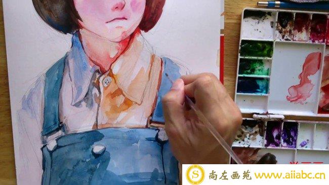 【视频】超可爱的蘑菇头小女孩水彩手绘视频教程 光感非常好_