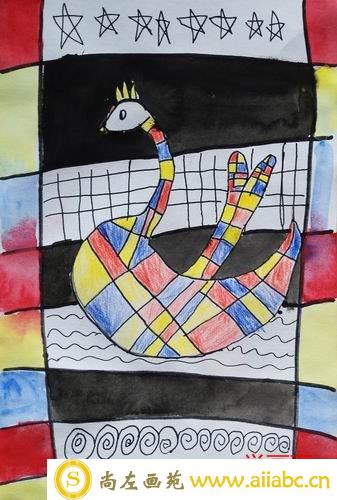 儿童水粉画银奖作品：蒙德里安的夏天，参赛年龄6岁