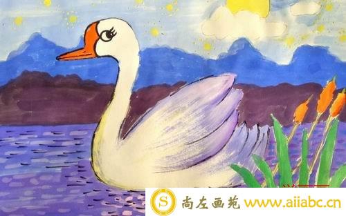 儿童水粉画金奖作品：咏鹅，参赛年龄7岁