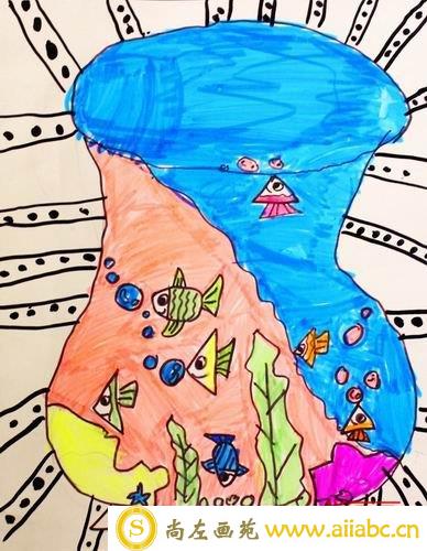 儿童水彩笔画铜奖作品：它们的色彩，参赛年龄8岁