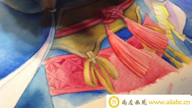 【视频】刀剑乱舞三日月宗近水彩画视频手绘教程 画法过程演示_