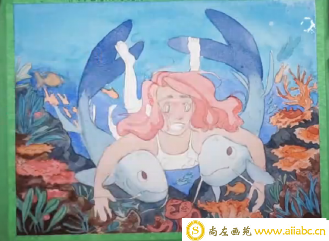  唯美的海底少女和鱼水彩手绘教程 堪比板绘的效果_