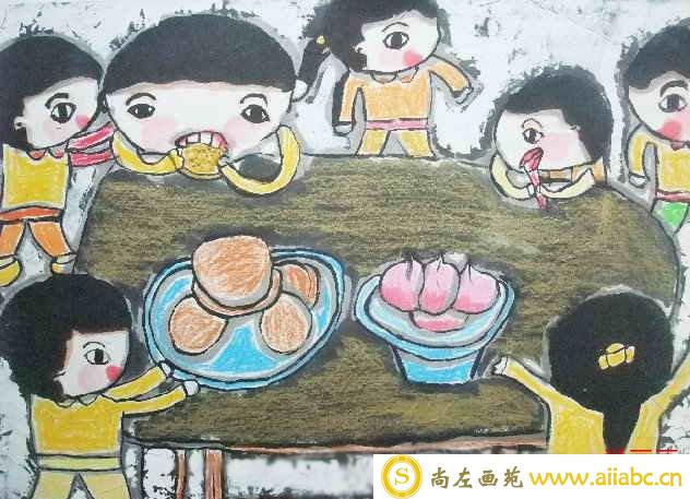 关于中秋吃月饼的儿童画 中秋节儿童画