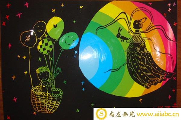 中秋节儿童画 小学生中秋节赏月儿童画作品欣赏