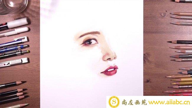 【视频】韩国女明星Solar写实彩铅画手绘视频教程画法图片_