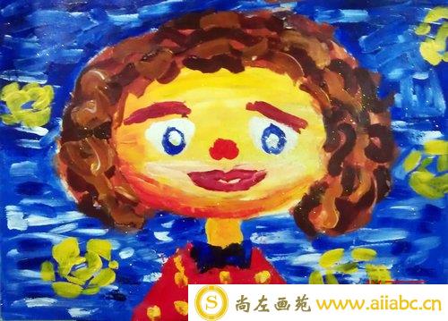 儿童油画铜奖作品：微笑的女孩，参赛年龄5岁