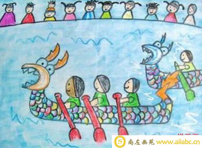 端午节赛龙舟图片儿童画简单/水彩画图片