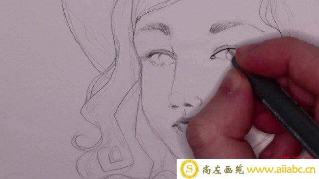 【视频】很有感觉的黑白美女插画手绘视频教程 带帽子的气质女生水彩_