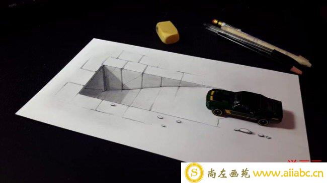 【铅笔素描立体3D画】逼真的隧道立体画素描画 简单的立体画画法_