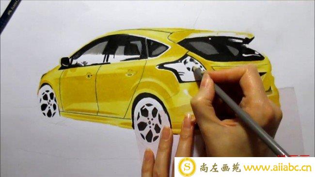 【视频】较写实的小汽车彩铅手绘视频教程 两厢车彩铅手绘视频图片_