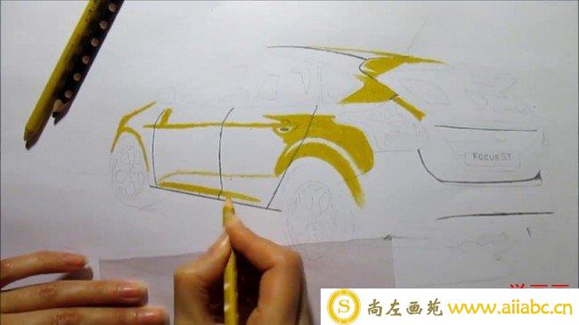 【视频】较写实的小汽车彩铅手绘视频教程 两厢车彩铅手绘视频图片_