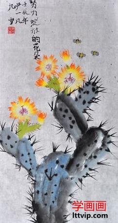 儿童国画作品：努力绽放的花朵