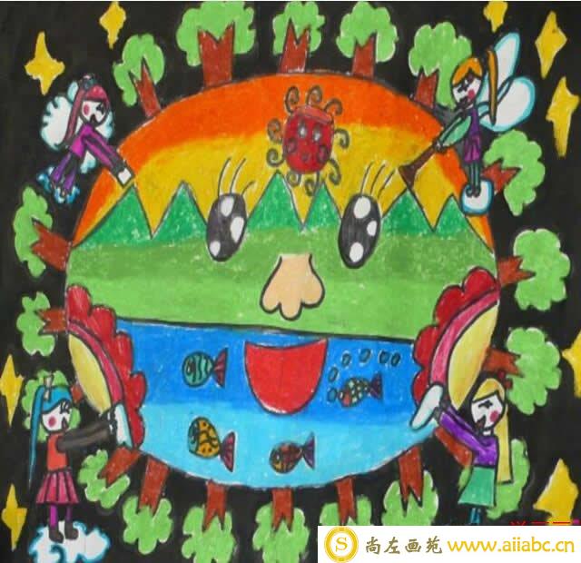 2018年世界地球日的主题儿童画作品 - 保护地球