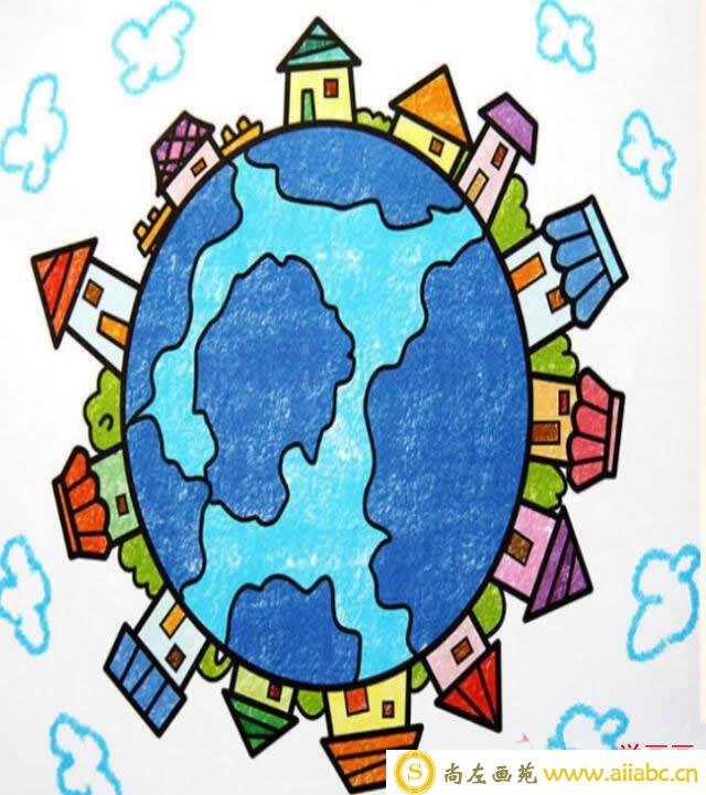 2018年世界地球日的主题儿童画作品 - 保护地球