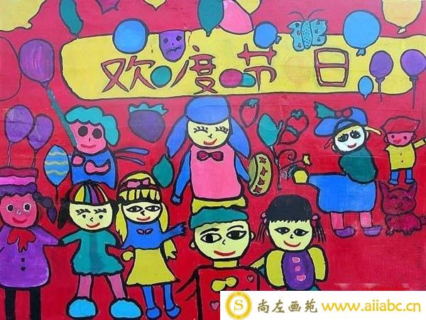 小学生国庆节图画 欢度国庆节儿童画绘画作品