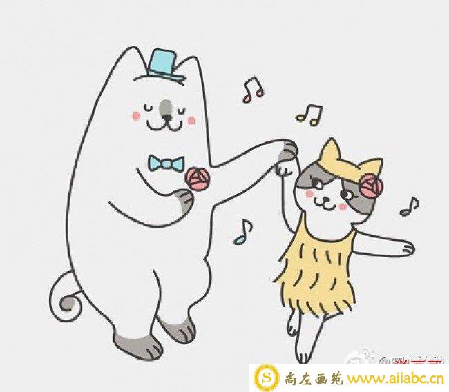 胖乎乎的白猫简笔画画法 可爱肥胖猫咪怎么画 猫咪咪简笔画卡通画绘画教程_