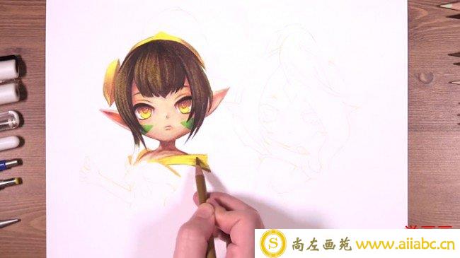 【视频】游戏动漫人物战斗系美少女彩铅插画手绘视频教程画法步骤_