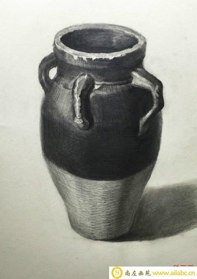 陶瓷罐子素描画图片 陶罐素描手绘教程 陶瓷罐子素描画法 结构 阴影关系_