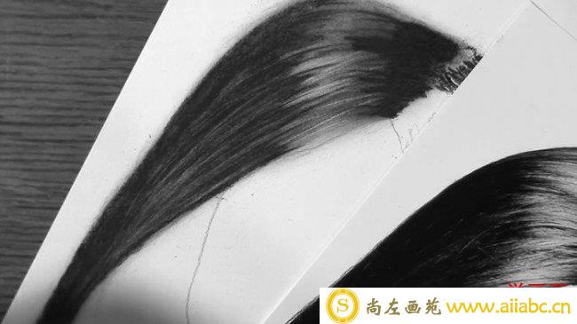 【视频】女生黑色长发素描质感手绘视频教程 教你画出柔顺好看的秀发 头发_