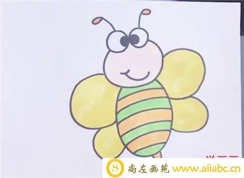 简笔画小蜜蜂的画法 彩色小蜜蜂简笔画步骤图片