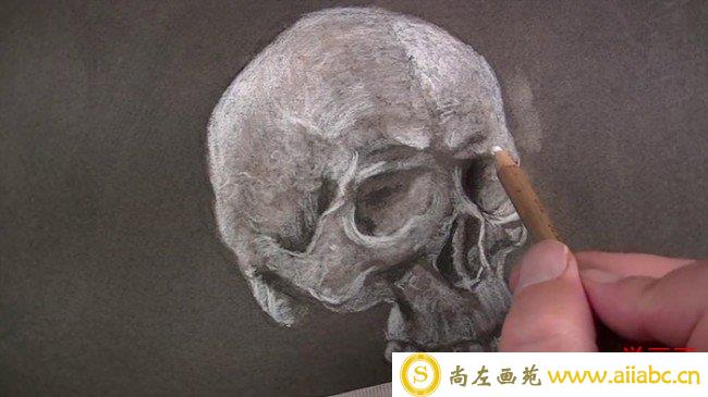 【视频】素描人物骷髅头像手绘视频教程 掌握人物头部面部骨骼结构_
