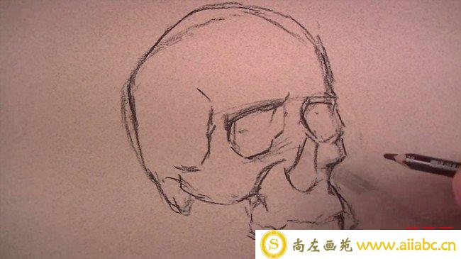 【视频】素描人物骷髅头像手绘视频教程 掌握人物头部面部骨骼结构_