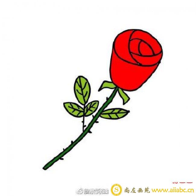 简单的一枝玫瑰花的简笔画画法手绘教程图片 一枝玫瑰花怎么画_