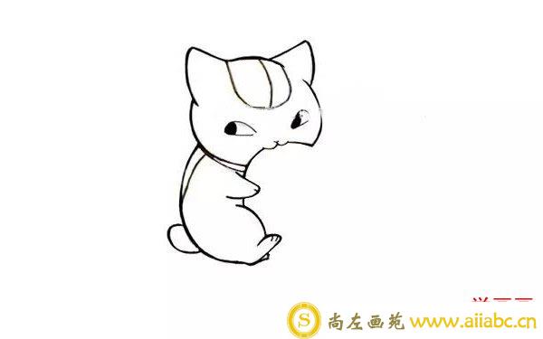 小猫吃鱼简笔画