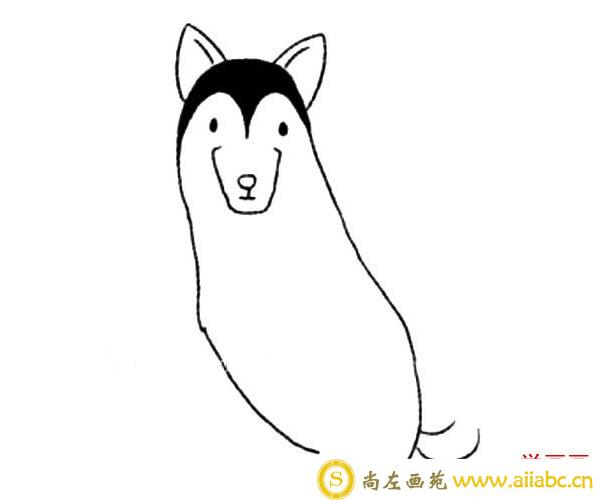 爱斯基摩犬/雪橇犬简笔画步骤图解教程