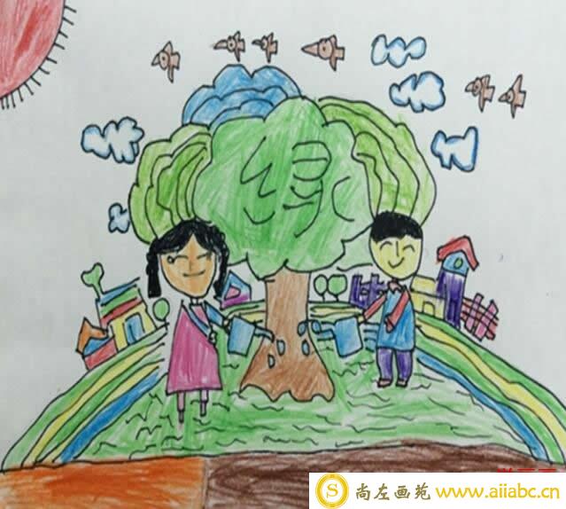 3.12植树节的儿童画优秀作品 关于植树节的简单的画